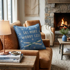 Ski More Worry Less Throw Pillow - Hillcroft Home