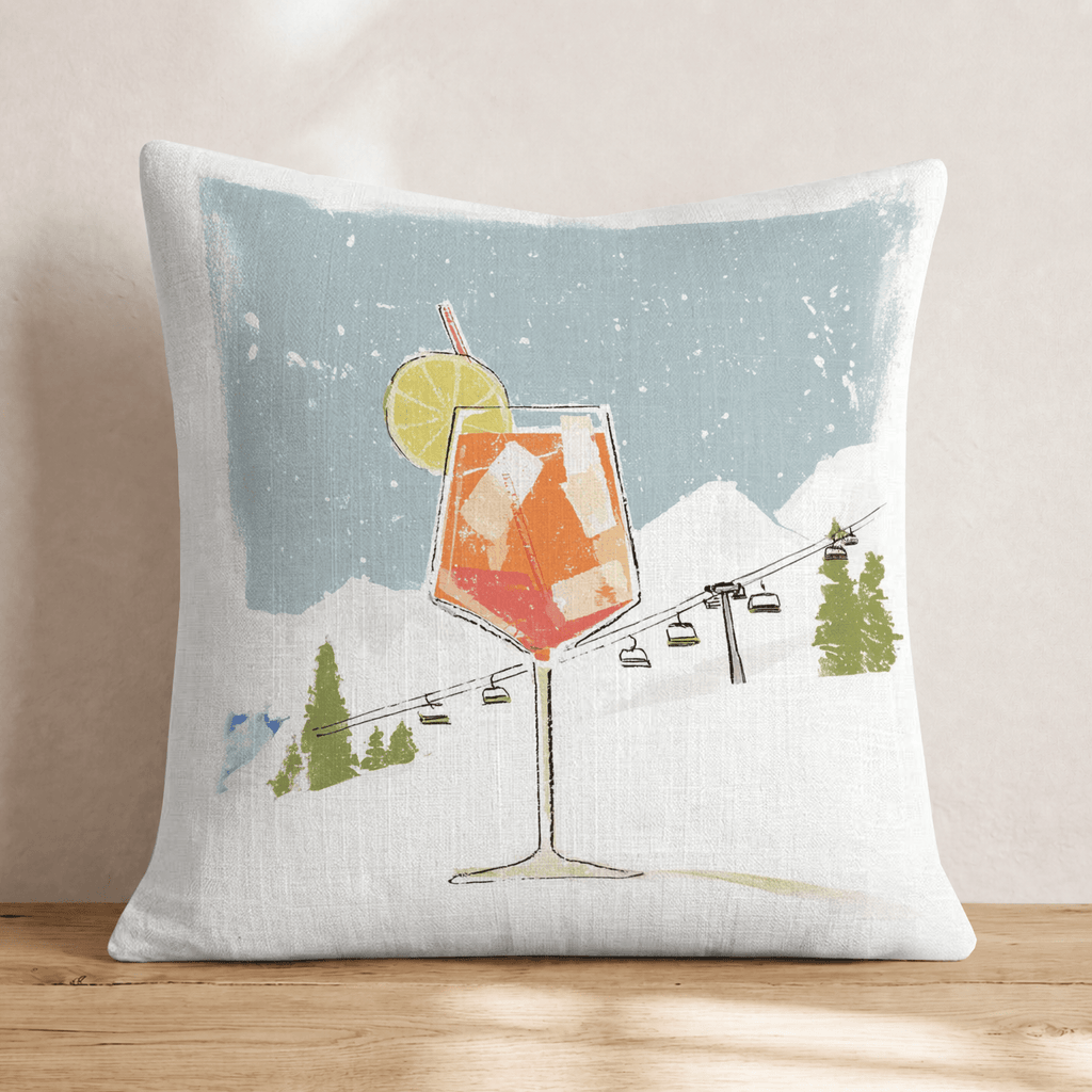 Skiing and Spritzing Throw Pillow - Hillcroft Home