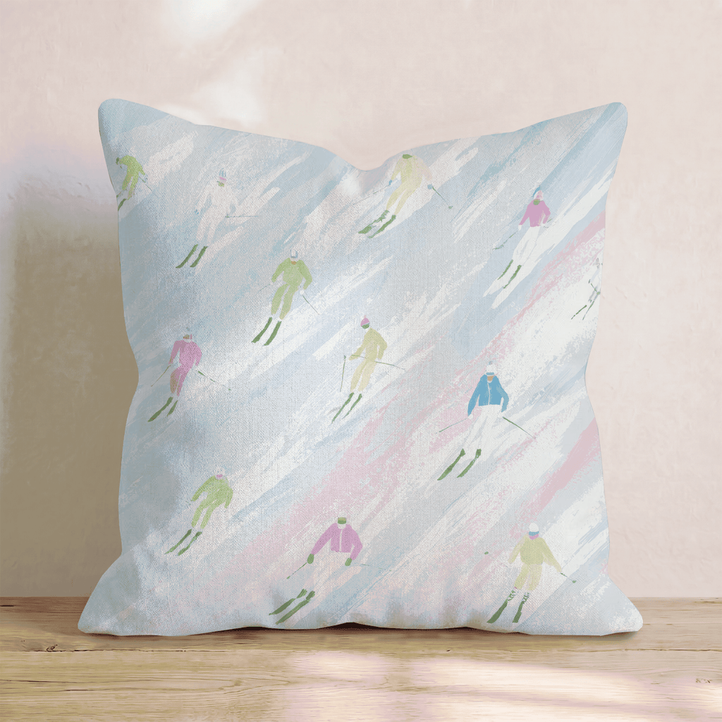Skiing Race Throw Pillow - Hillcroft Home