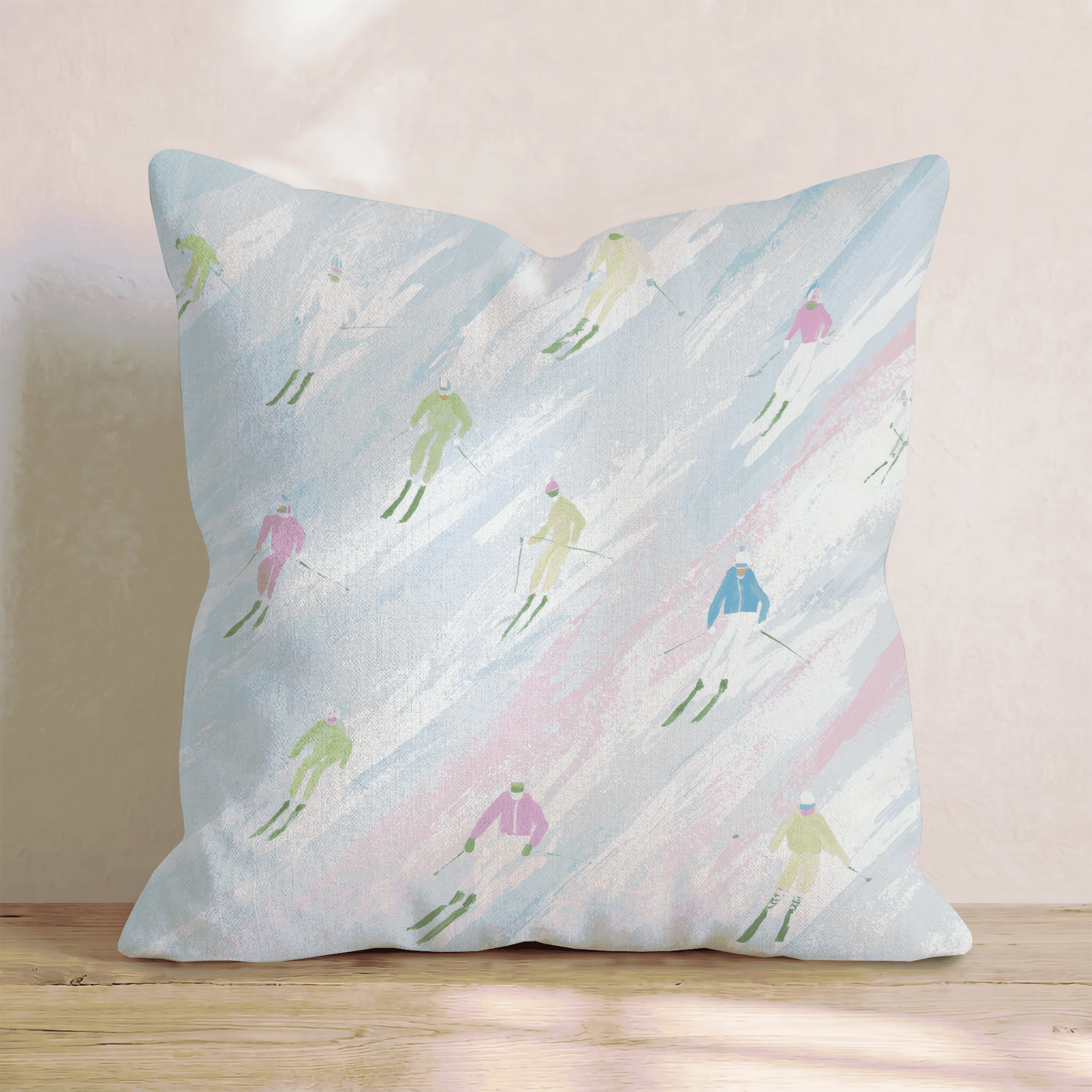Skiing Race Throw Pillow - Hillcroft Home