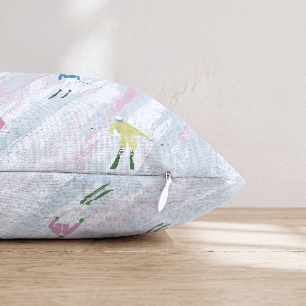 Skiing Race Throw Pillow - Hillcroft Home