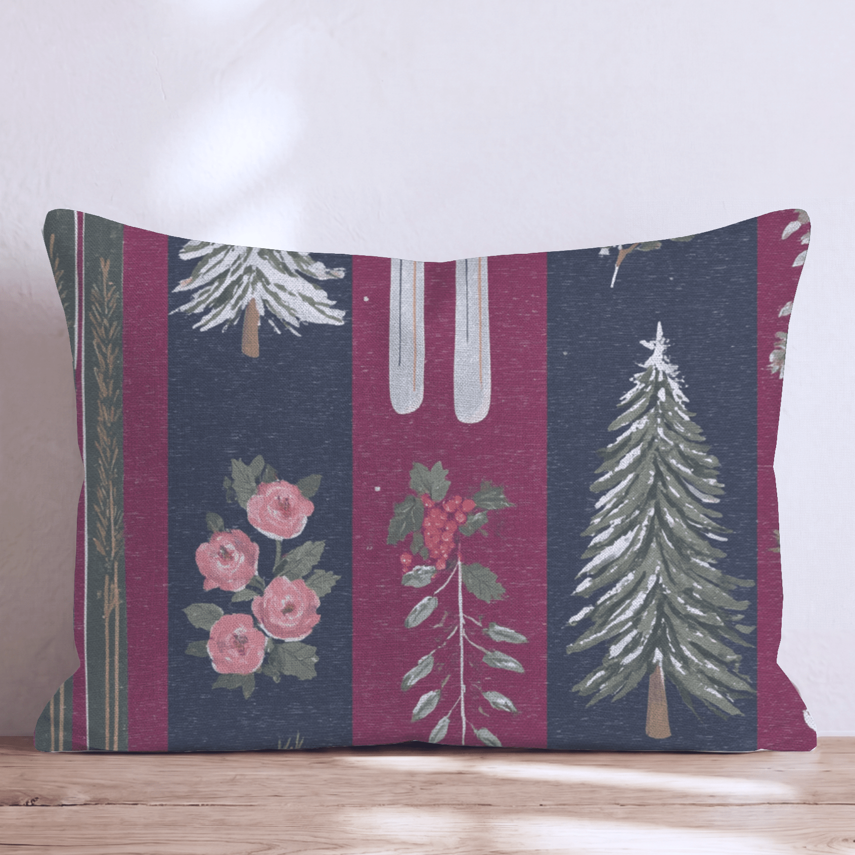 Skis and Trees Throw Pillow - Hillcroft Home