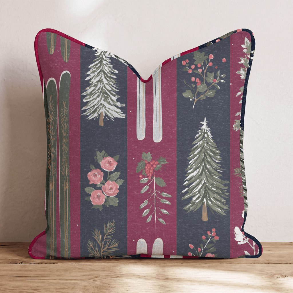 Skis and Trees Throw Pillow - Hillcroft Home