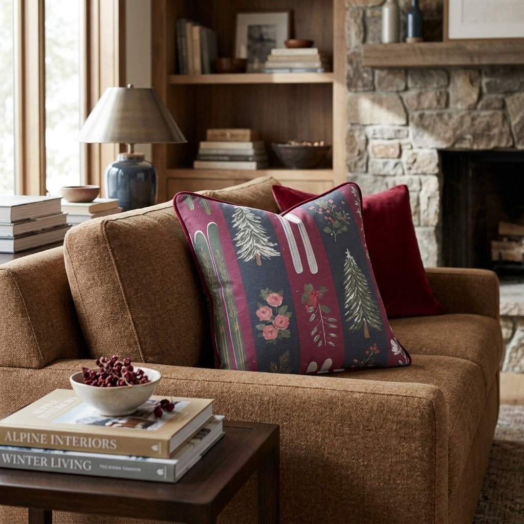 Skis and Trees Throw Pillow - Hillcroft Home