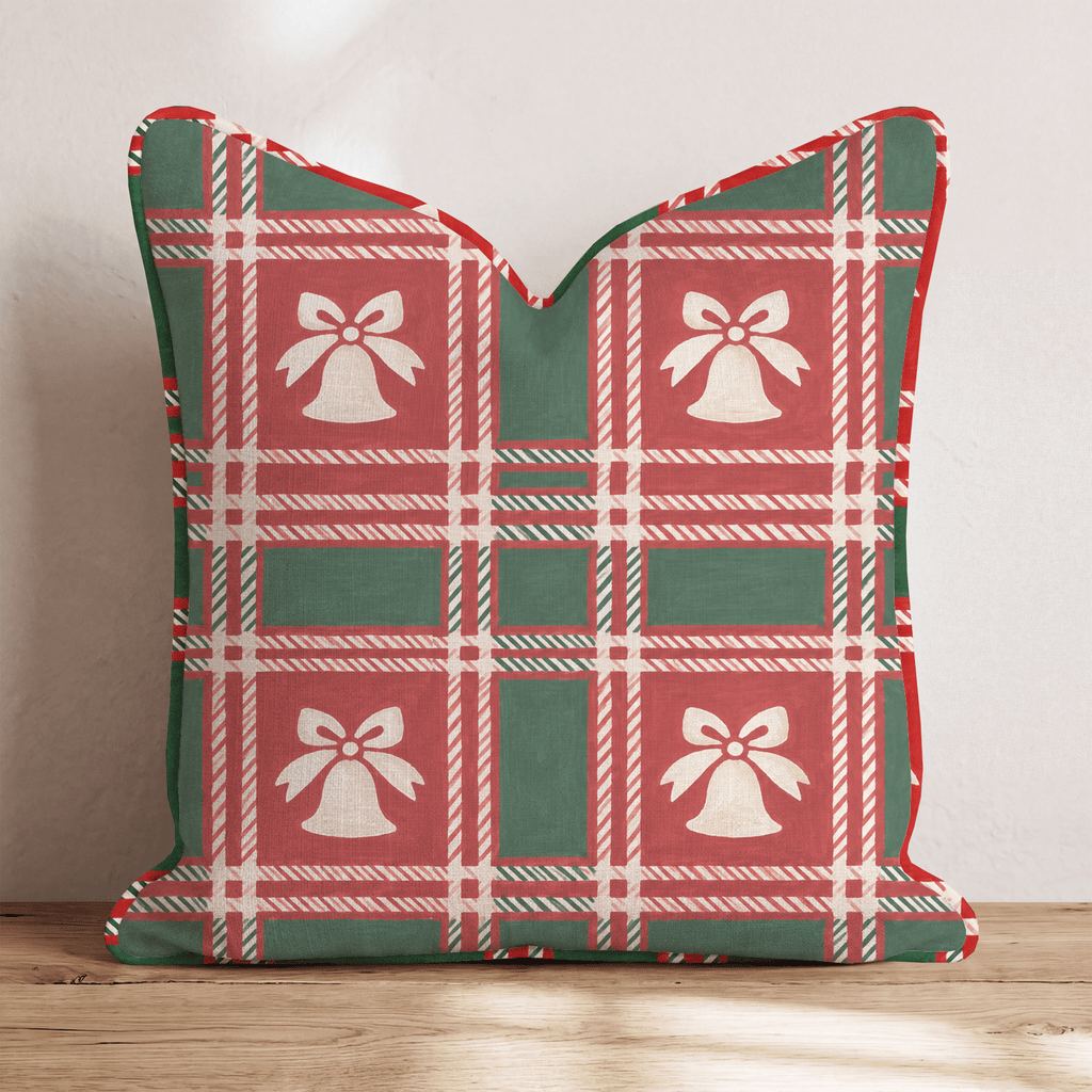 Sleigh Bell Tartan Throw Pillow throw pillow - Hillcroft Home