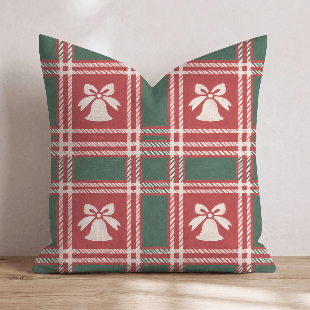 Sleigh Bell Tartan Throw Pillow throw pillow - Hillcroft Home