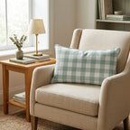 Small Green Gingham Throw Pillow - Hillcroft Home