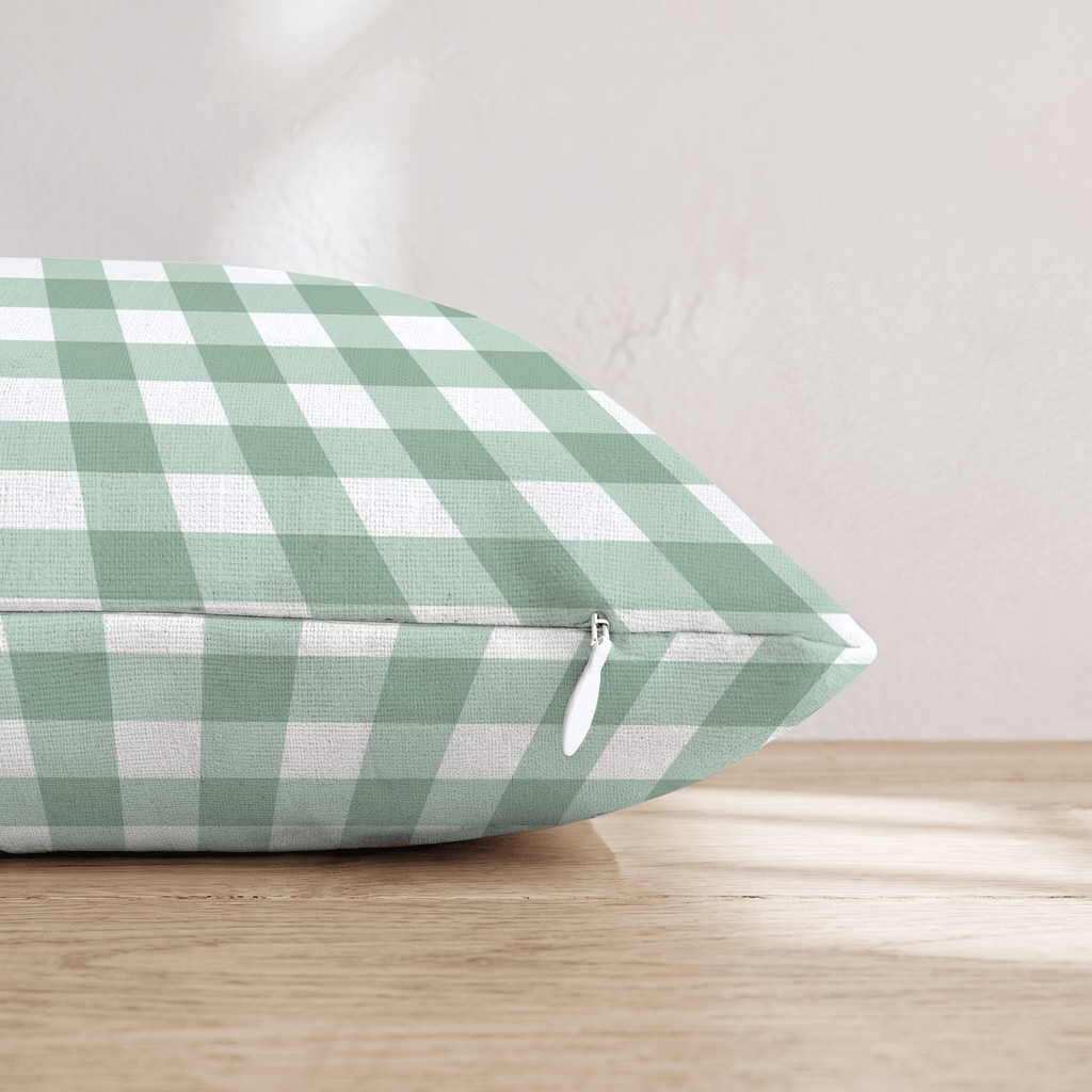 Small Green Gingham Throw Pillow - Hillcroft Home