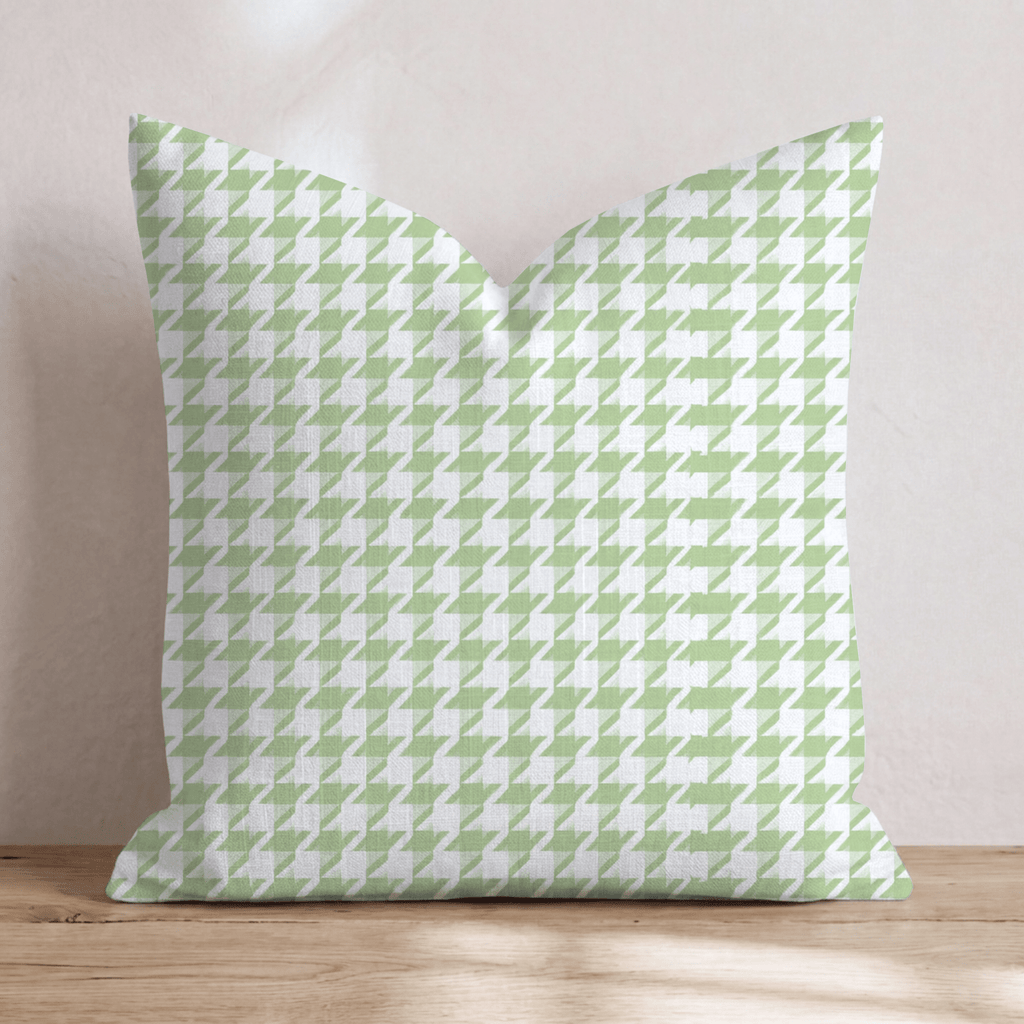 Small Green Houndstooth Throw Pillow - Hillcroft Home