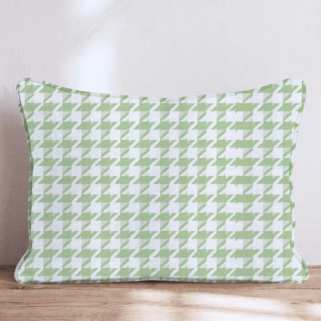 Small Green Houndstooth Throw Pillow - Hillcroft Home