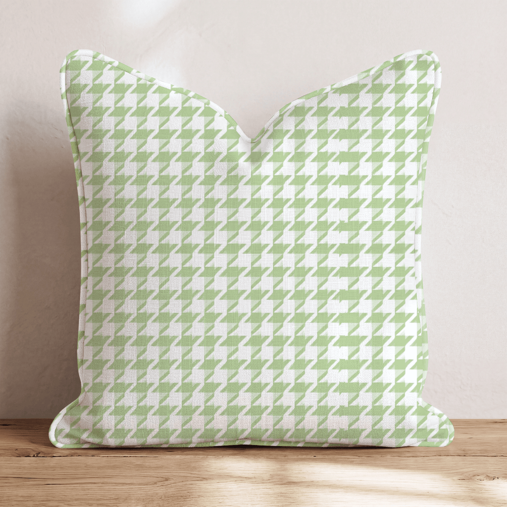 Small Green Houndstooth Throw Pillow - Hillcroft Home