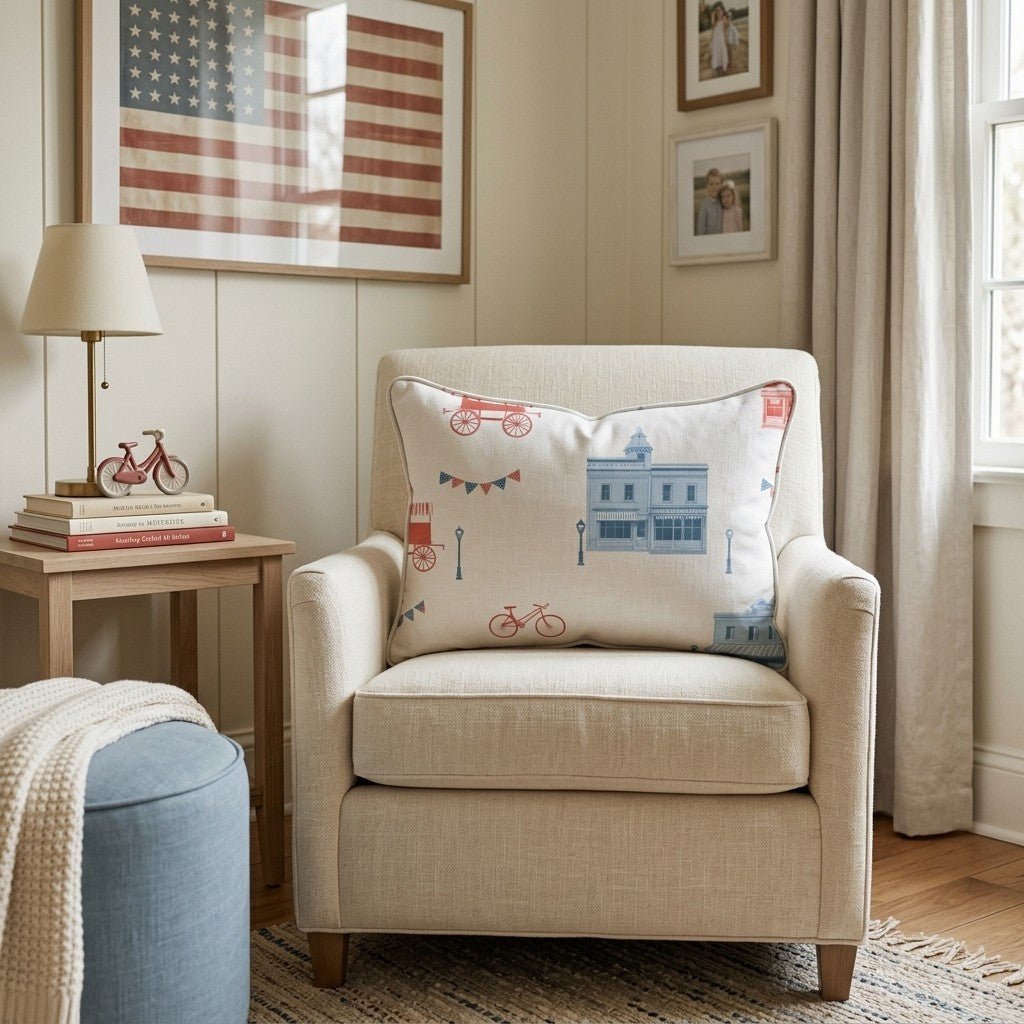 Small Town America Throw Pillow - Hillcroft Home