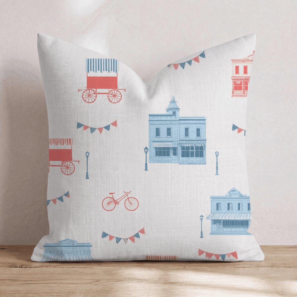 Small Town America Throw Pillow - Hillcroft Home