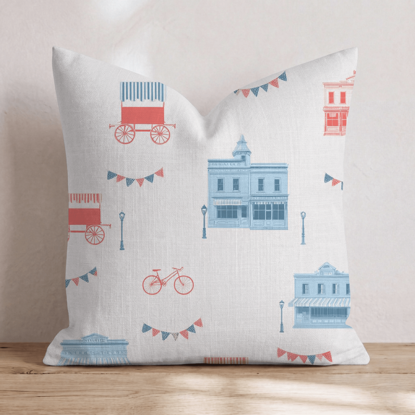 Small Town America Throw Pillow - Hillcroft Home
