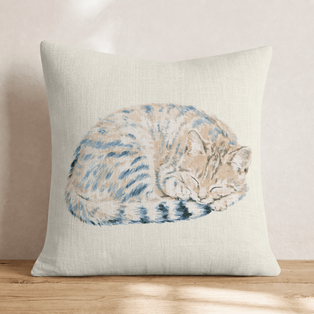 Snoozing Tabby Throw Pillow - Hillcroft Home
