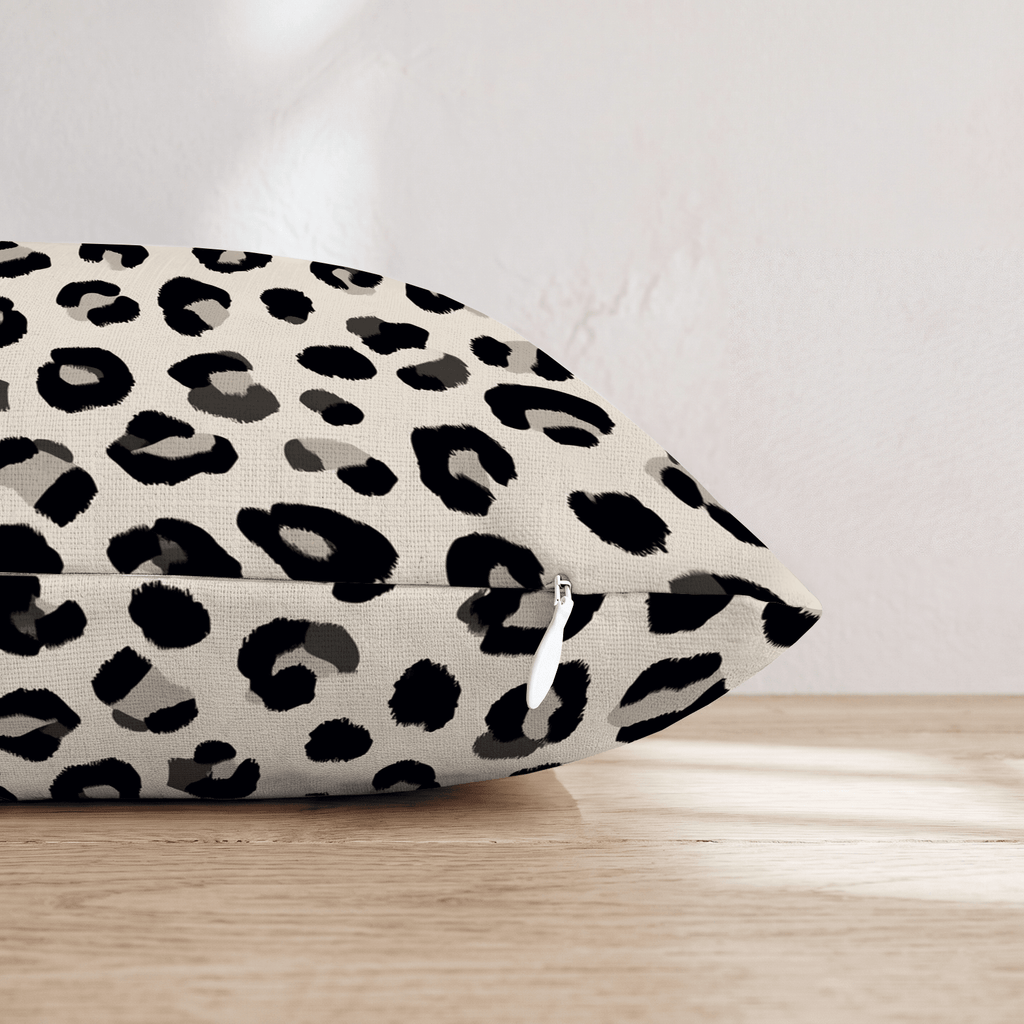 Snow Cheetah Cream Throw Pillow - Hillcroft Home