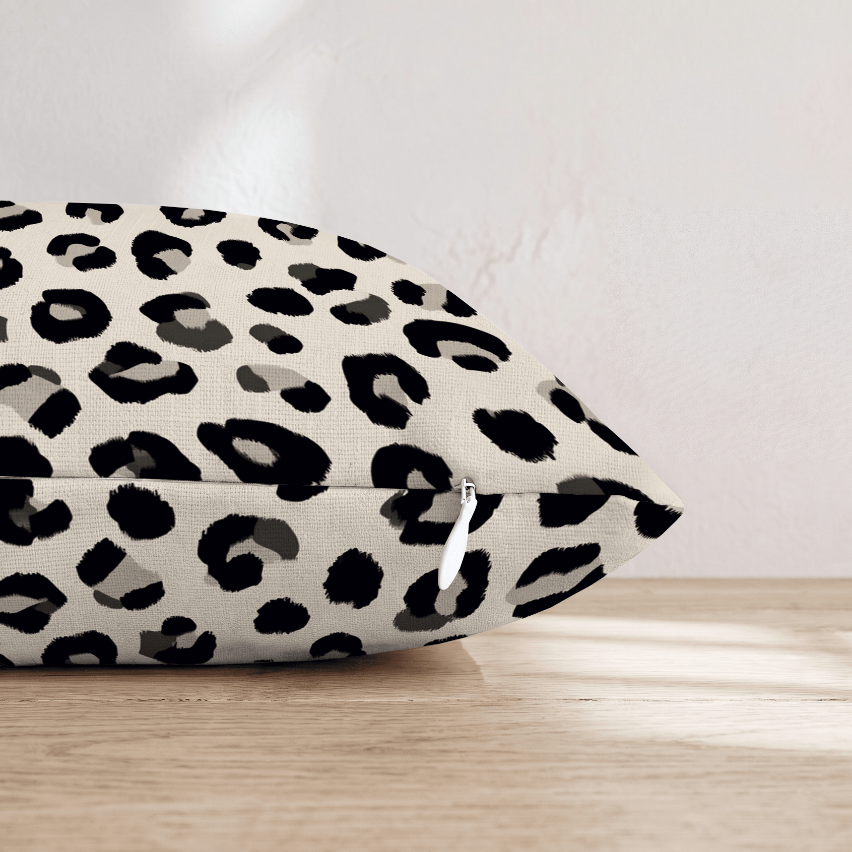 Snow Cheetah Cream Throw Pillow - Hillcroft Home