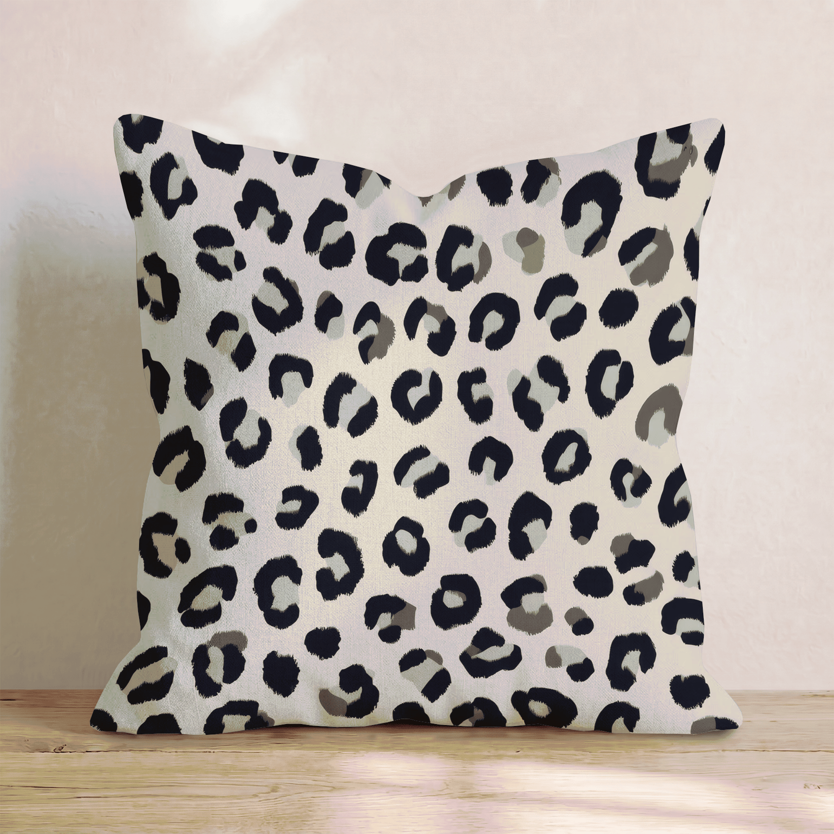 Snow Cheetah Cream Throw Pillow - Hillcroft Home
