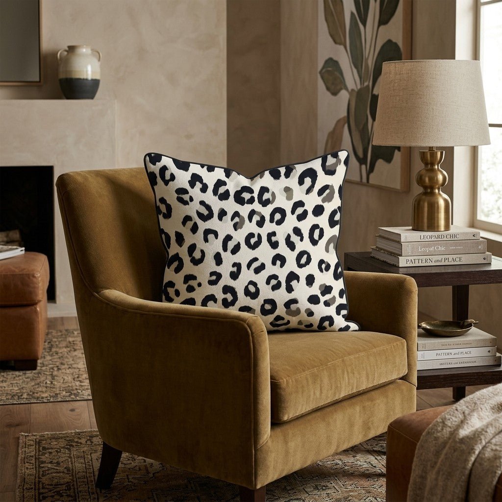 Snow Cheetah Cream Throw Pillow - Hillcroft Home