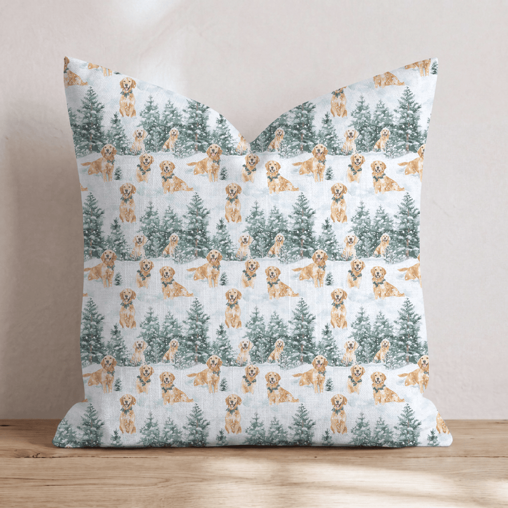 Snow Day for the Goldens Throw Pillow throw pillow - Hillcroft Home