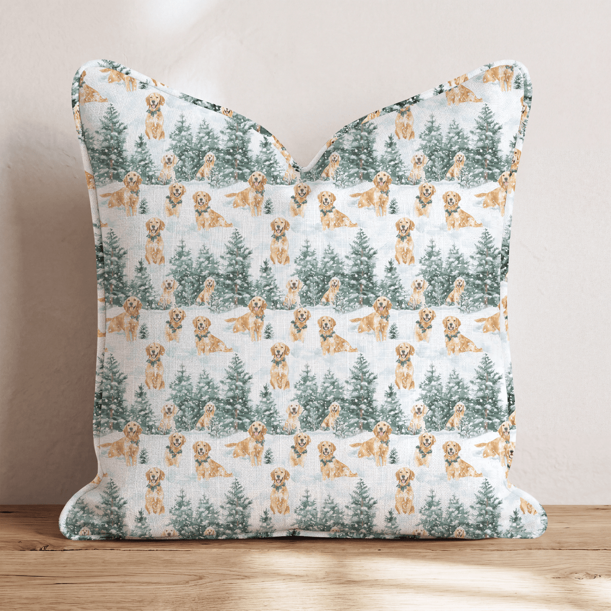 Snow Day for the Goldens Throw Pillow throw pillow - Hillcroft Home