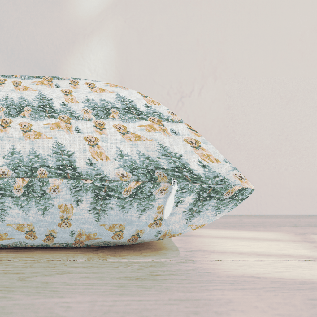 Snow Day for the Goldens Throw Pillow throw pillow - Hillcroft Home