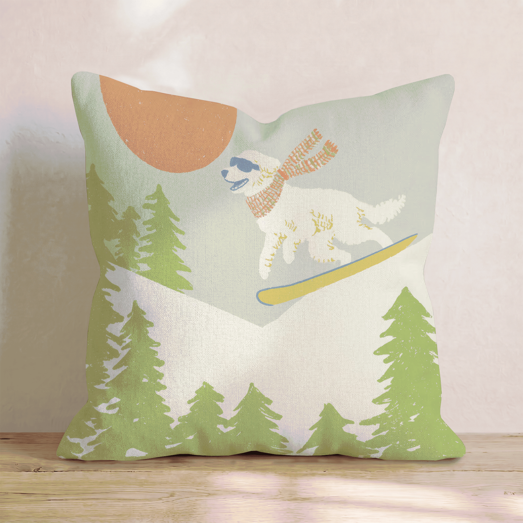 Snowboard Pup Throw Pillow - Hillcroft Home