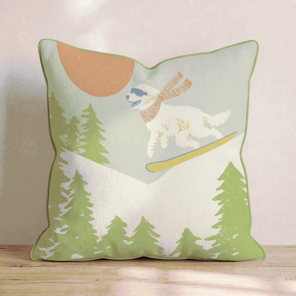 Snowboard Pup Throw Pillow - Hillcroft Home