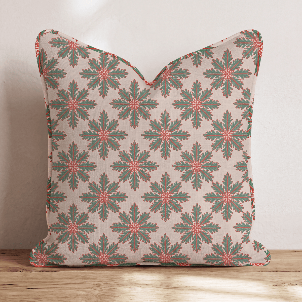 Snowflake in Blush Throw Pillow throw pillow - Hillcroft Home