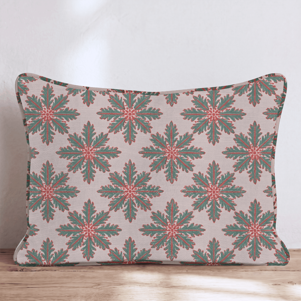 Snowflake in Blush Throw Pillow throw pillow - Hillcroft Home