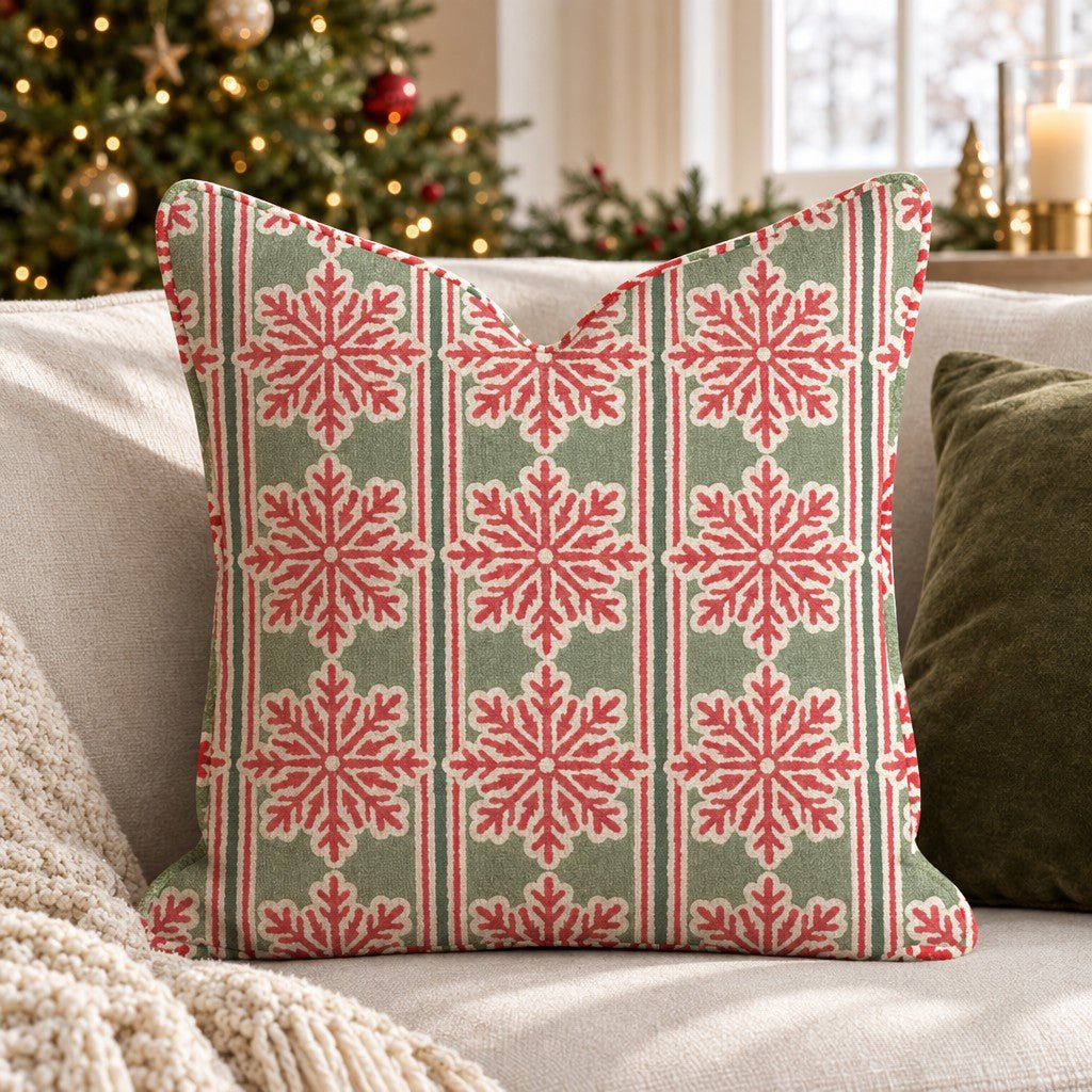 Snowflake Soirée Stripe Throw Pillow throw pillow - Hillcroft Home