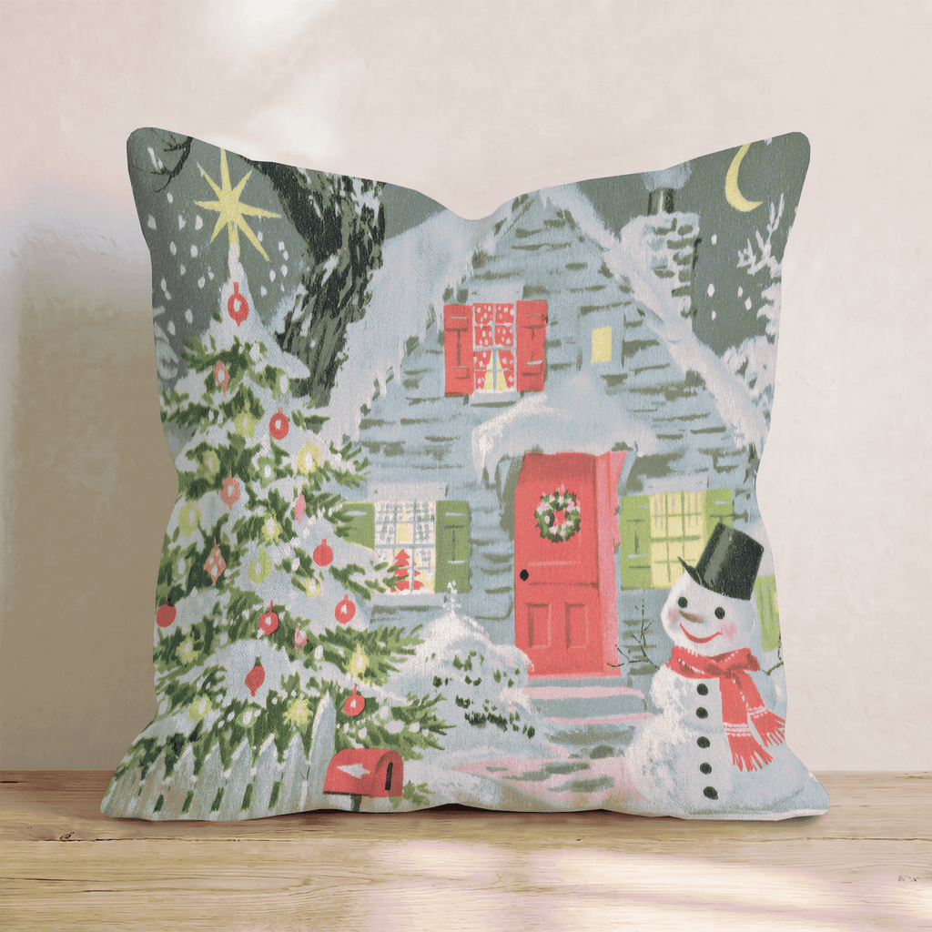 Snowman Cottage Eve Throw Pillow - Hillcroft Home