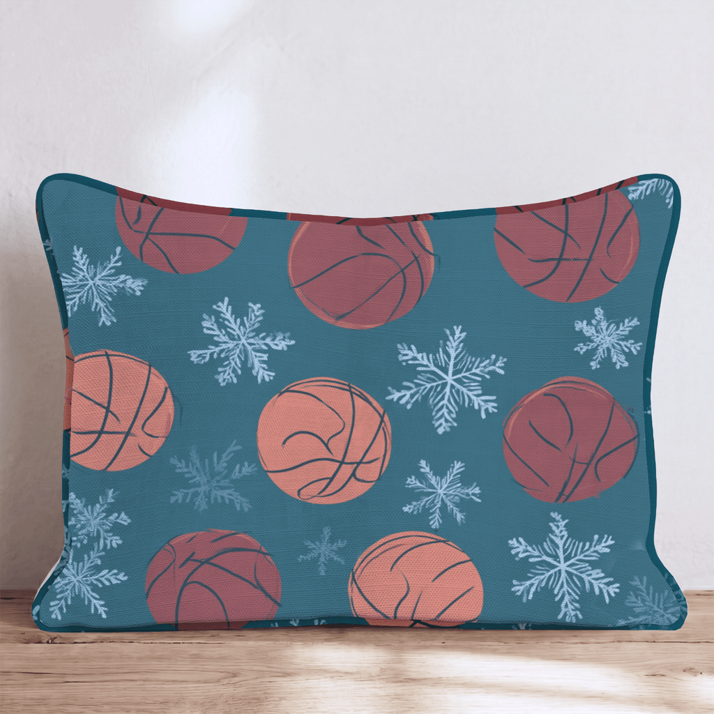 Snowy Basketball Day Throw Pillow - Hillcroft Home