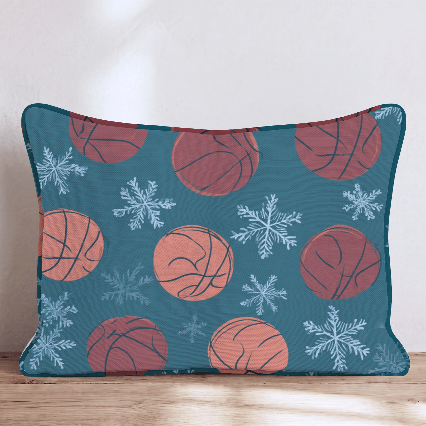 Snowy Basketball Day Throw Pillow - Hillcroft Home