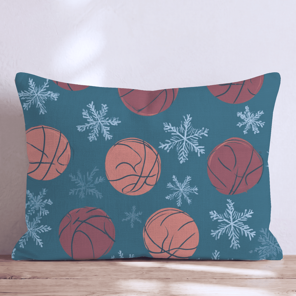 Snowy Basketball Day Throw Pillow - Hillcroft Home