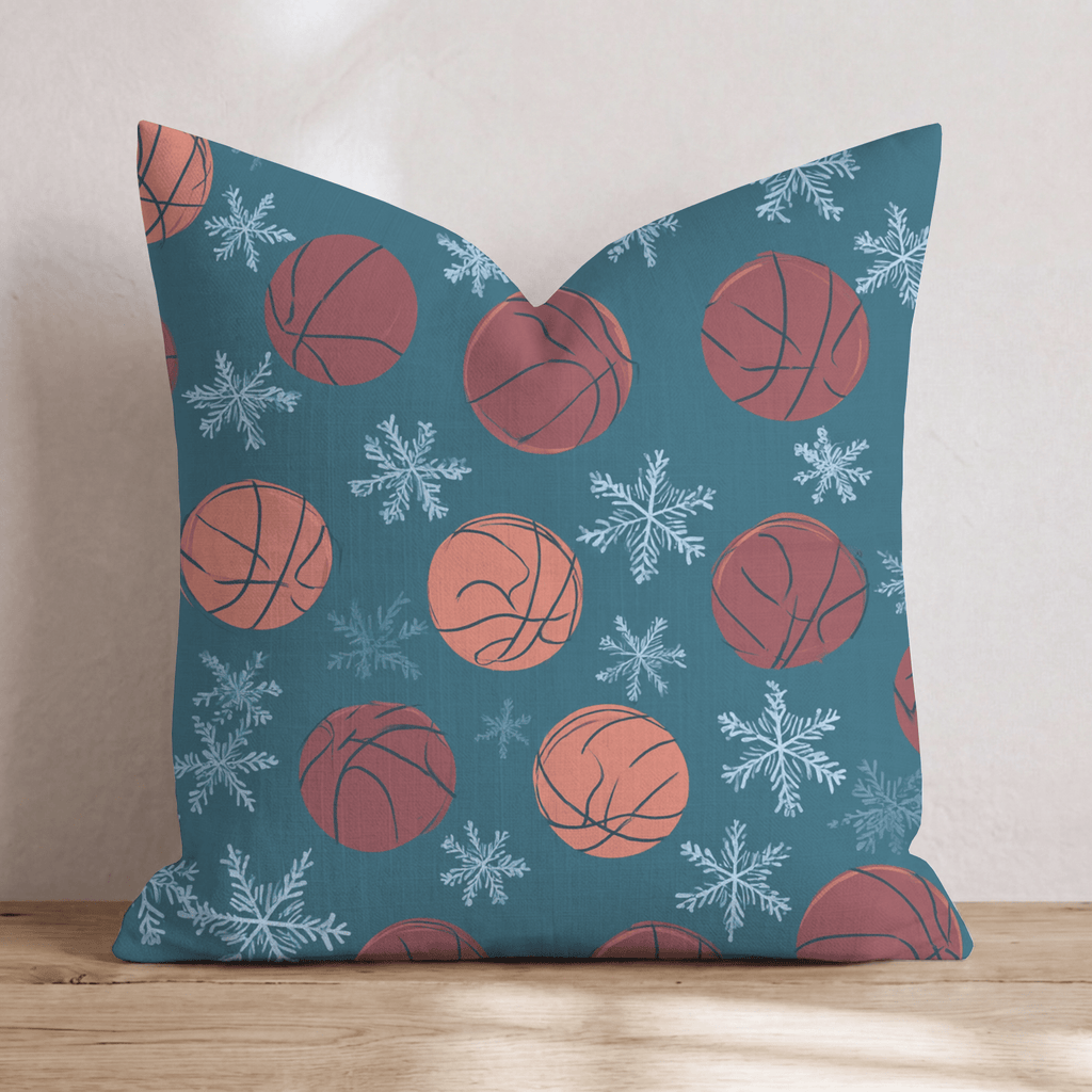 Snowy Basketball Day Throw Pillow - Hillcroft Home