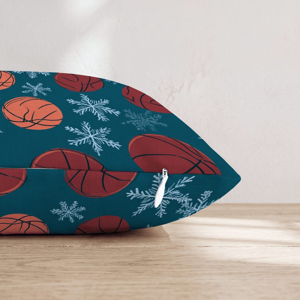 Snowy Basketball Day Throw Pillow - Hillcroft Home