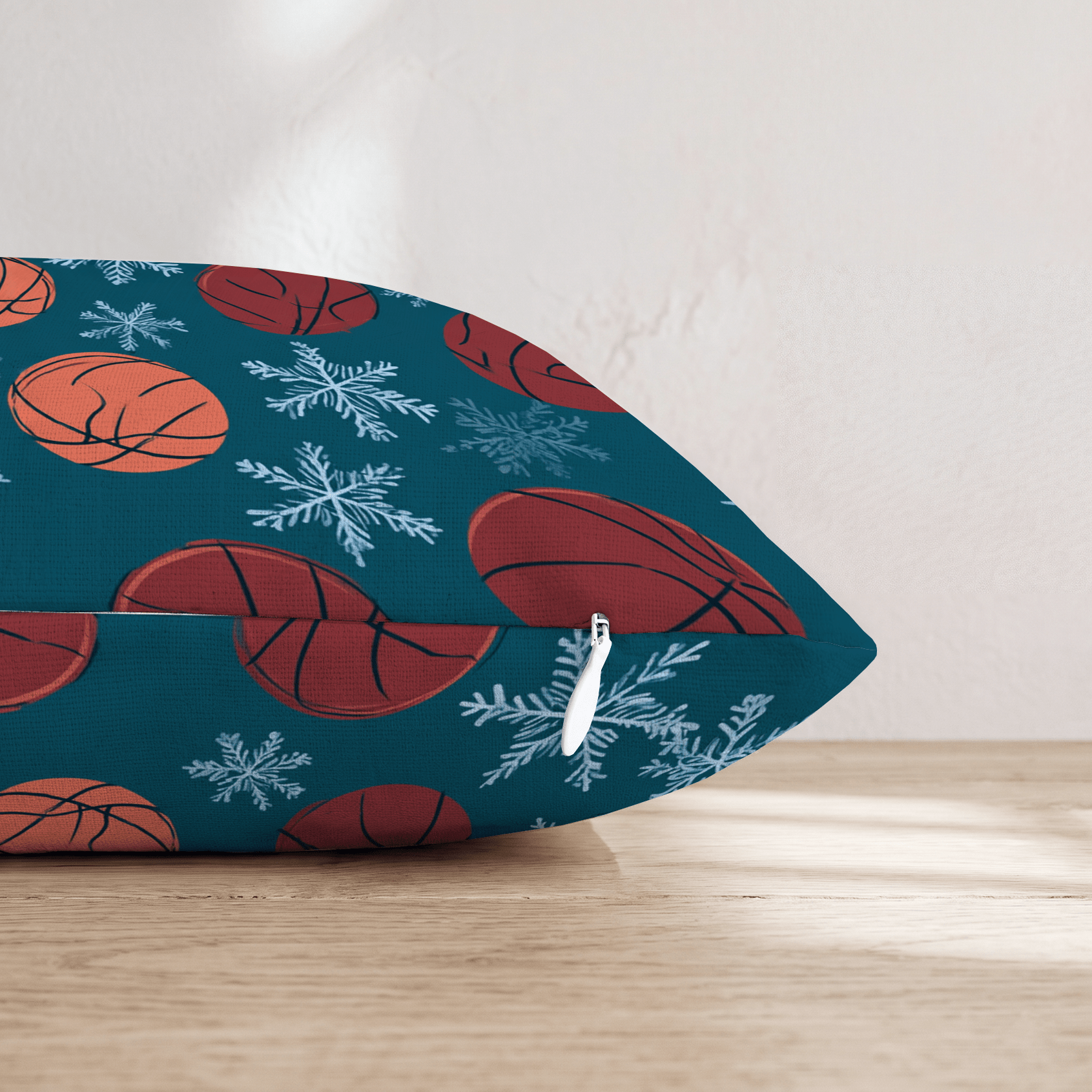 Snowy Basketball Day Throw Pillow - Hillcroft Home
