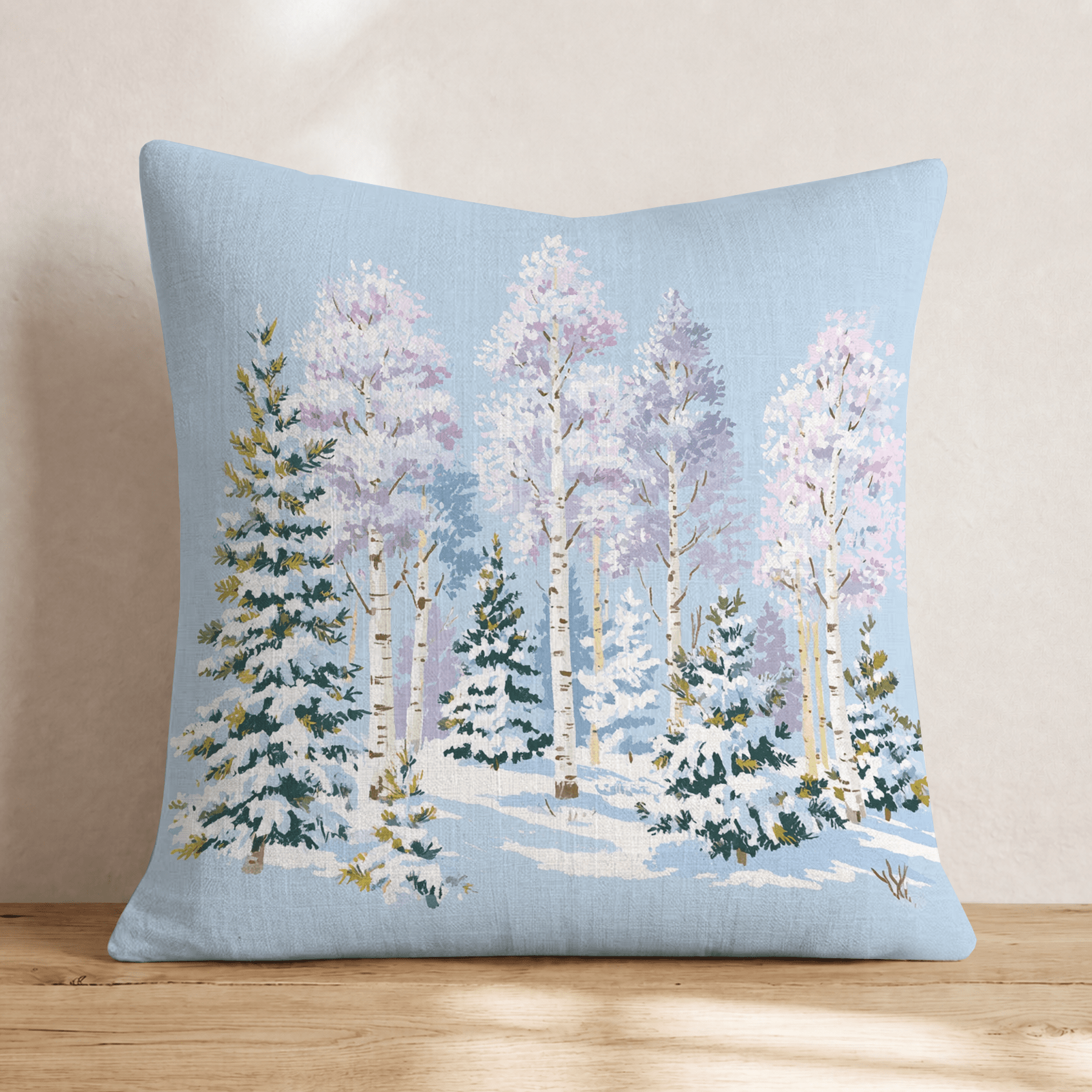 Snowy Birch Trees Throw Pillow - Hillcroft Home