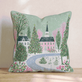 Snowy Chapel Village Throw Pillow - Hillcroft Home