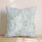 Snowy Cottage Toile Throw Pillow - Hillcroft Home