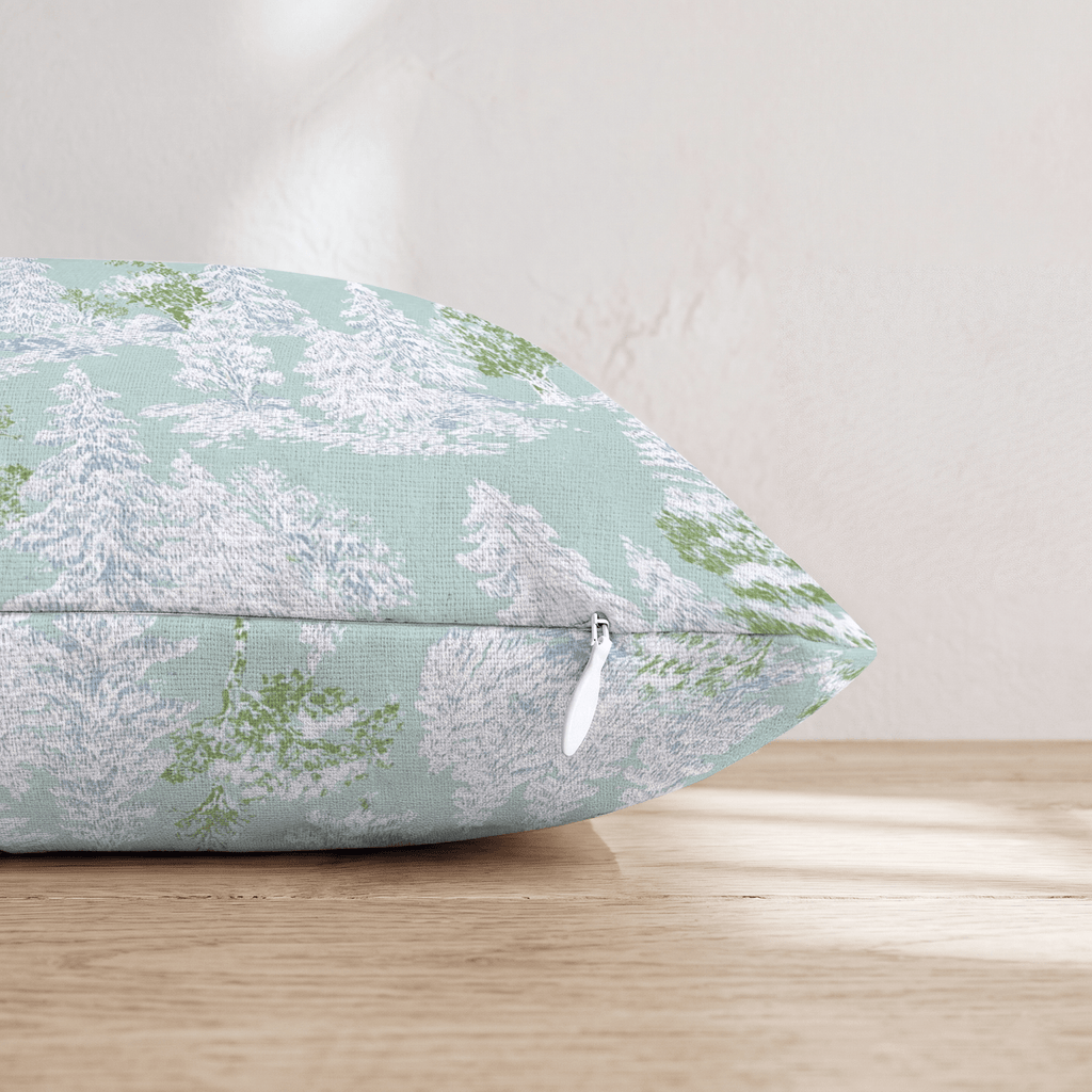 Snowy Cottage Toile Throw Pillow - Hillcroft Home