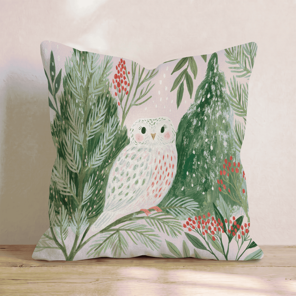 Snowy Owl Grove Throw Pillow - Hillcroft Home