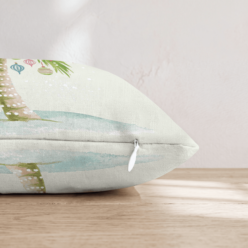 Snowy Palm Ornaments Throw Pillow - Hillcroft Home