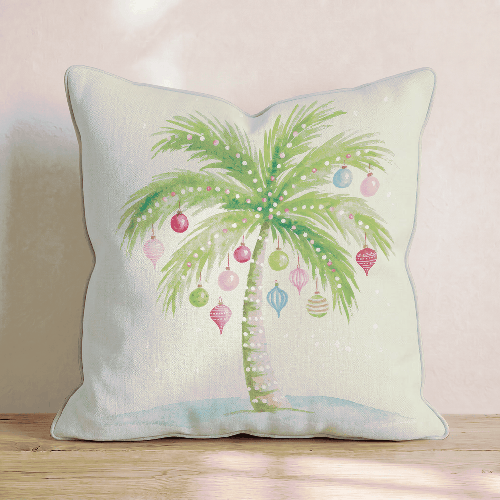 Snowy Palm Ornaments Throw Pillow - Hillcroft Home