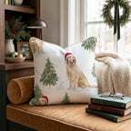 Snowy Pine Golden Retriever Throw Pillow throw pillow - Hillcroft Home
