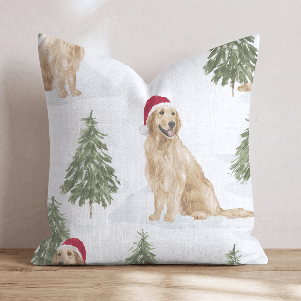 Snowy Pine Golden Retriever Throw Pillow - Hillcroft Home