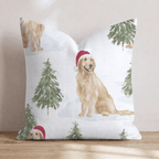 Snowy Pine Golden Retriever Throw Pillow - Hillcroft Home
