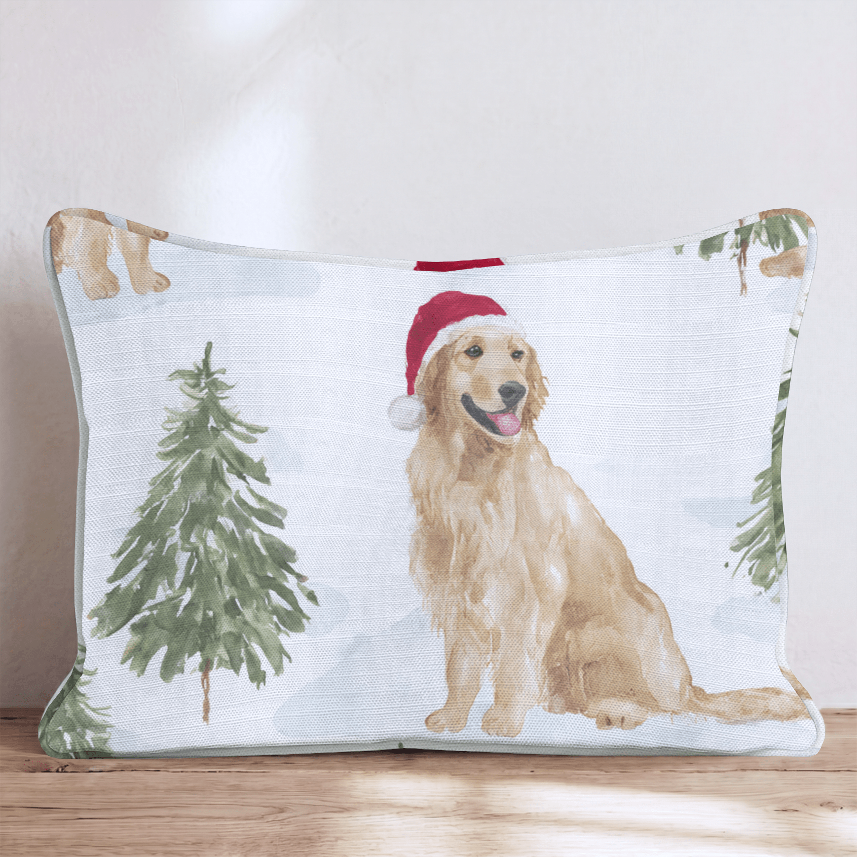 Snowy Pine Golden Retriever Throw Pillow - Hillcroft Home
