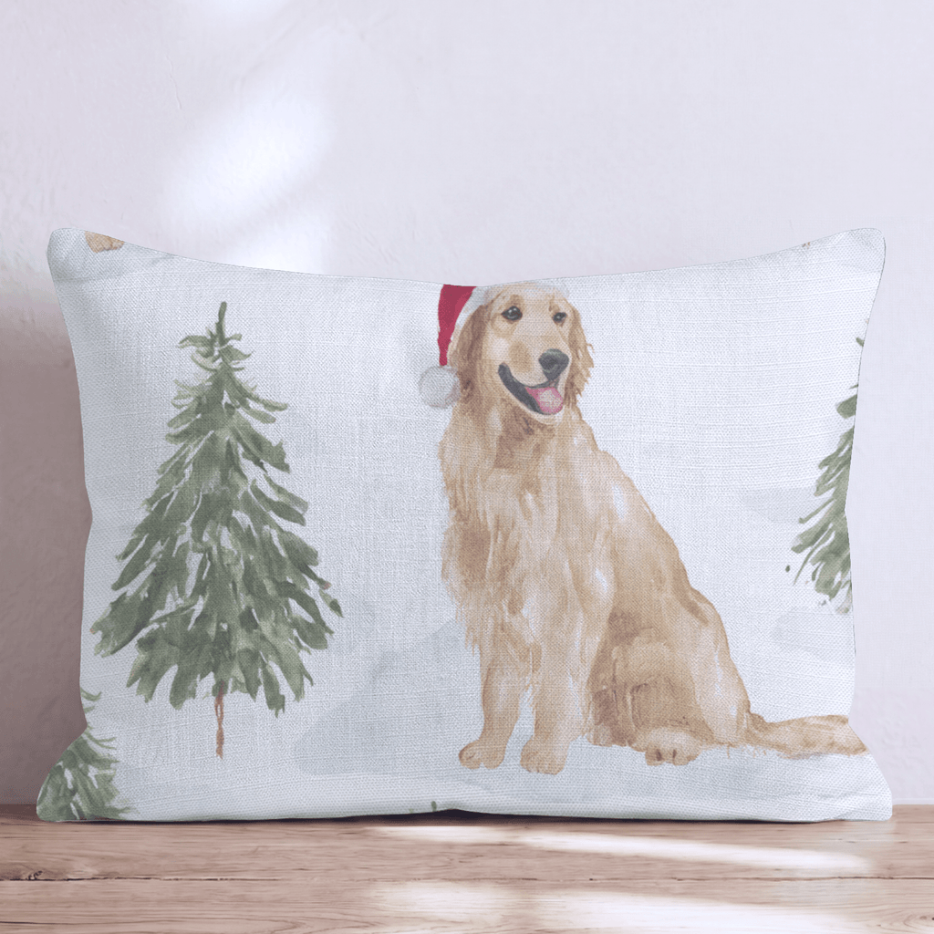 Snowy Pine Golden Retriever Throw Pillow - Hillcroft Home